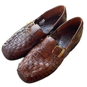 Women’s SUNSTEPS Huarache Brown Leather Hand Woven Fisherman Sandals Shoes Sz 8